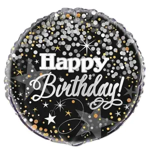 18" Happy Birthday Gold & Silver Dots Foil Balloon
