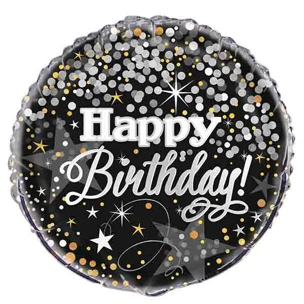 18" Happy Birthday Gold & Silver Dots Foil Balloon