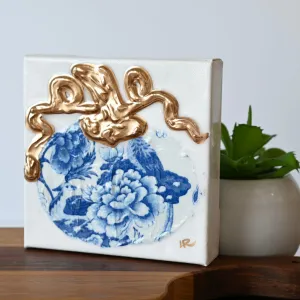 6"x 6" Blue & White Pumpkin Canvas