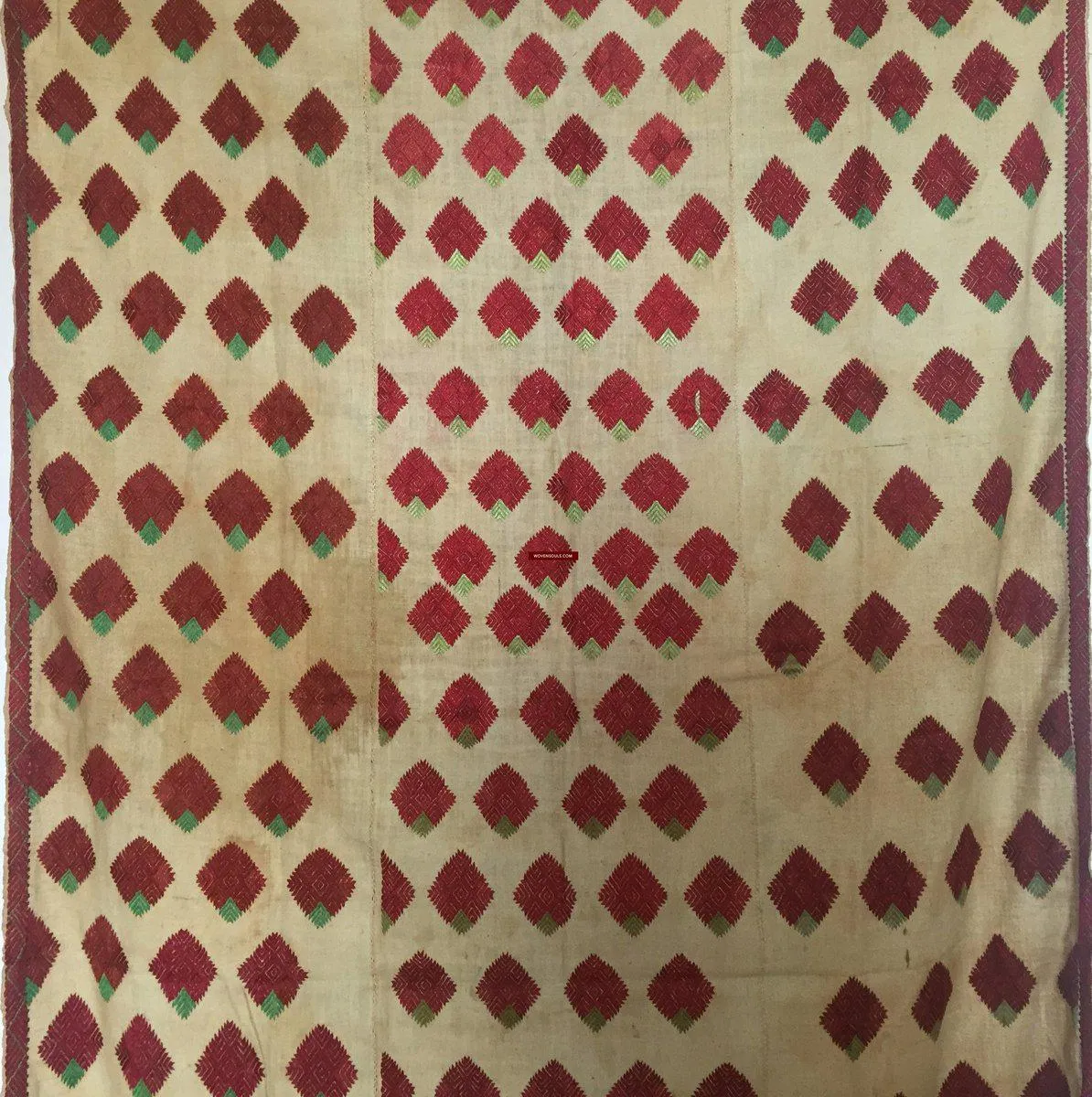 914  SOLD Vintage  Thirma Phulkari  Embroidered Cultural Textile With Roses