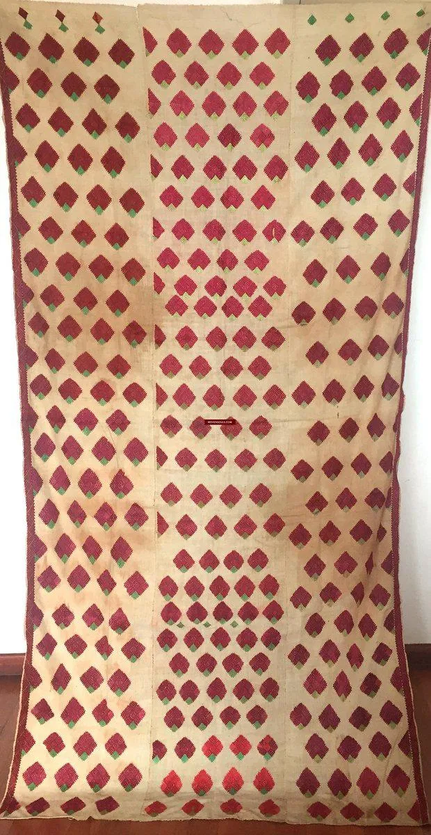 914  SOLD Vintage  Thirma Phulkari  Embroidered Cultural Textile With Roses