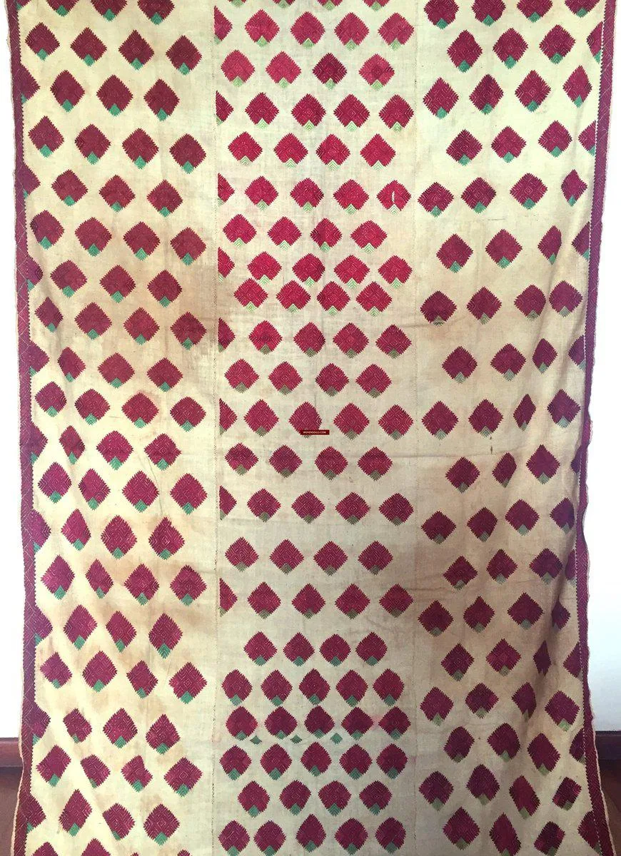 914  SOLD Vintage  Thirma Phulkari  Embroidered Cultural Textile With Roses