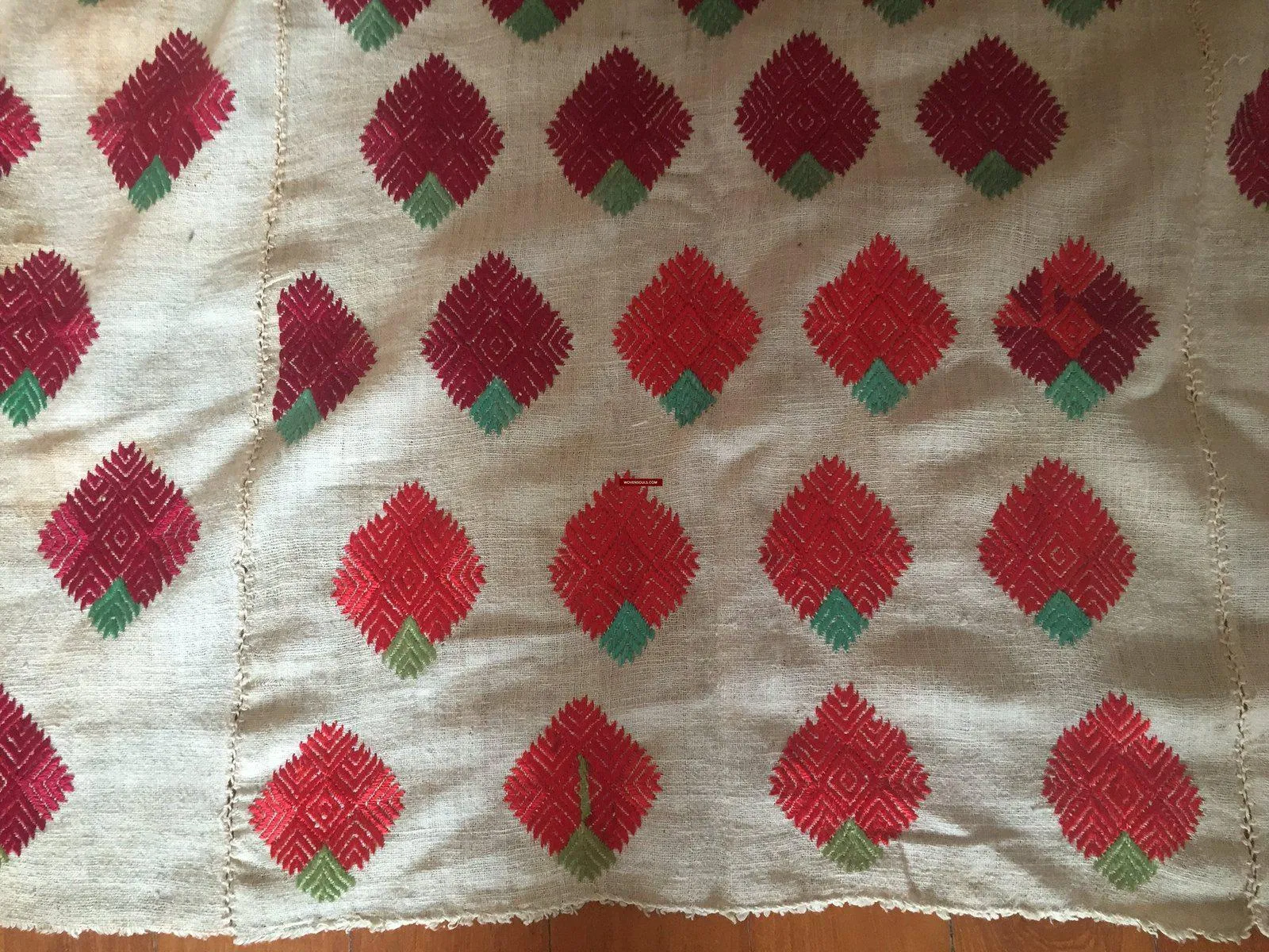 914  SOLD Vintage  Thirma Phulkari  Embroidered Cultural Textile With Roses