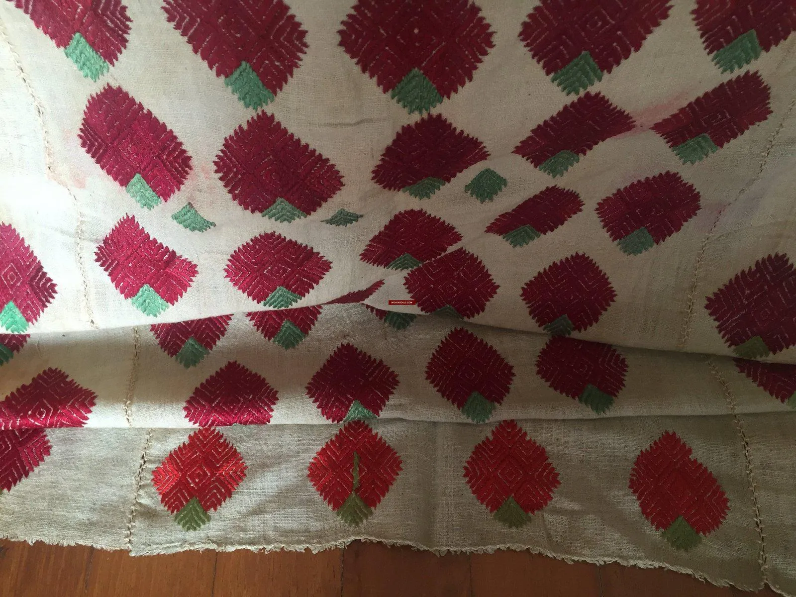 914  SOLD Vintage  Thirma Phulkari  Embroidered Cultural Textile With Roses
