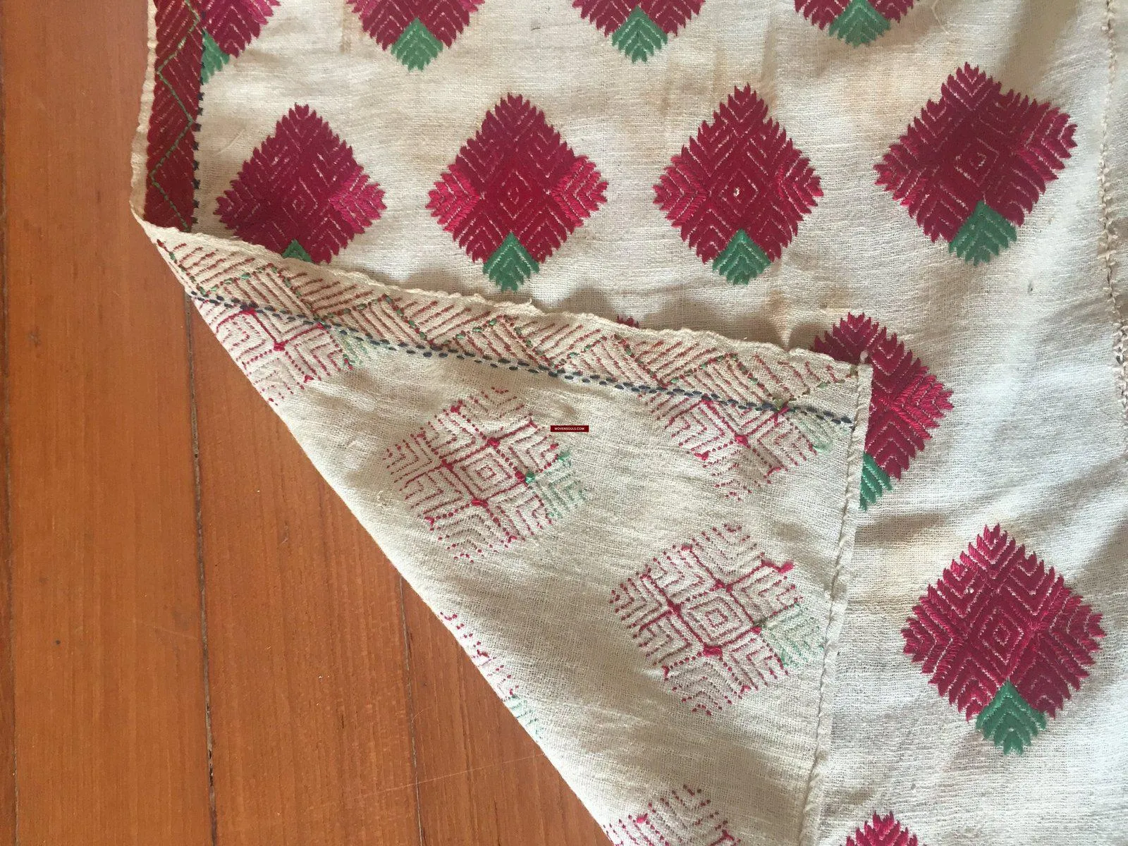 914  SOLD Vintage  Thirma Phulkari  Embroidered Cultural Textile With Roses
