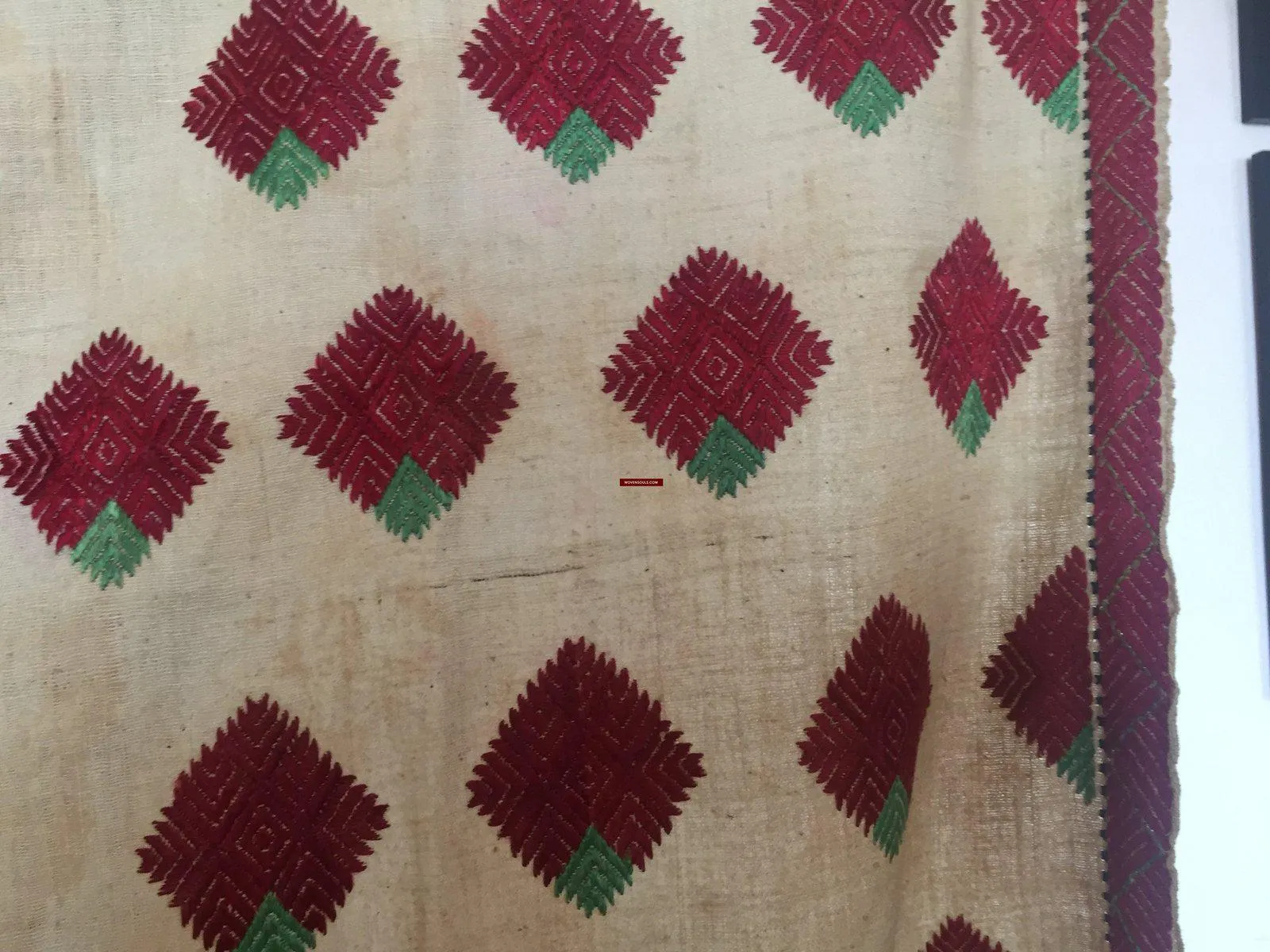 914  SOLD Vintage  Thirma Phulkari  Embroidered Cultural Textile With Roses