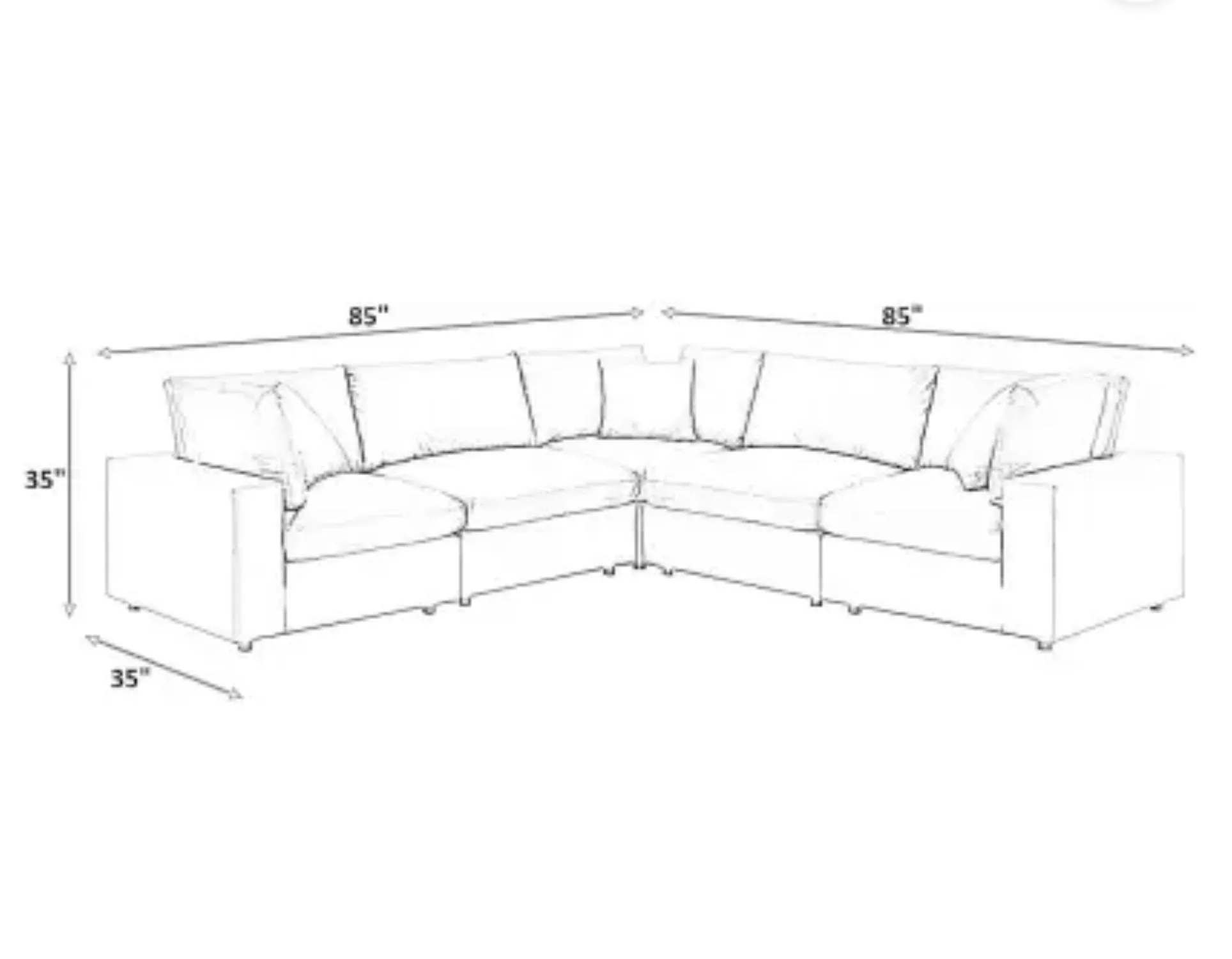 Alston Fabric L Shape 5 Seater Corner Sofa | 5 Seater Sofa