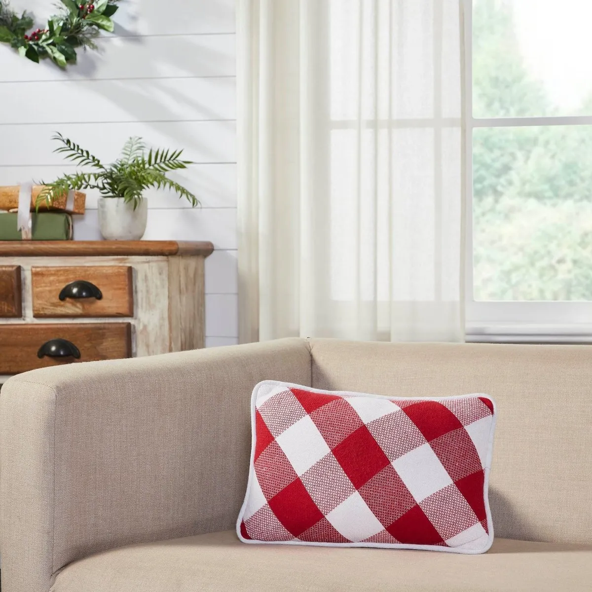 Annie Red Check Accent Pillow