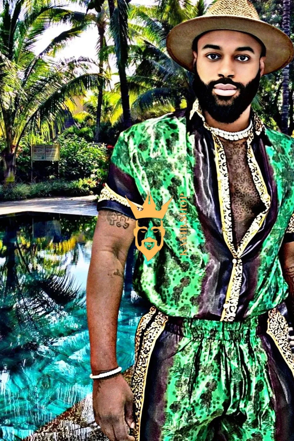 Barocco Print Men's Beachwear Set - Stand Out in Style this Summer - 100% Pure Silk