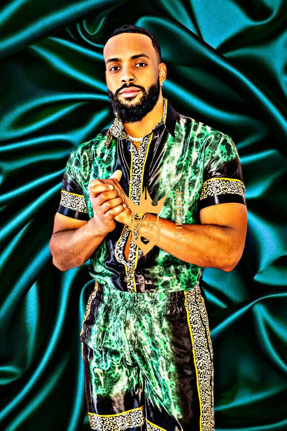 Barocco Print Men's Beachwear Set - Stand Out in Style this Summer - 100% Pure Silk