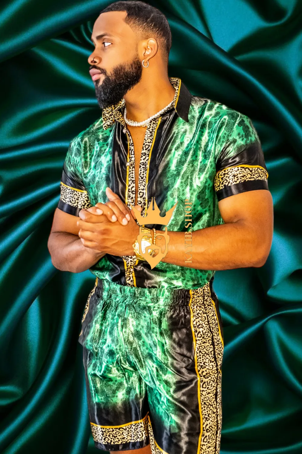 Barocco Print Men's Beachwear Set - Stand Out in Style this Summer - 100% Pure Silk
