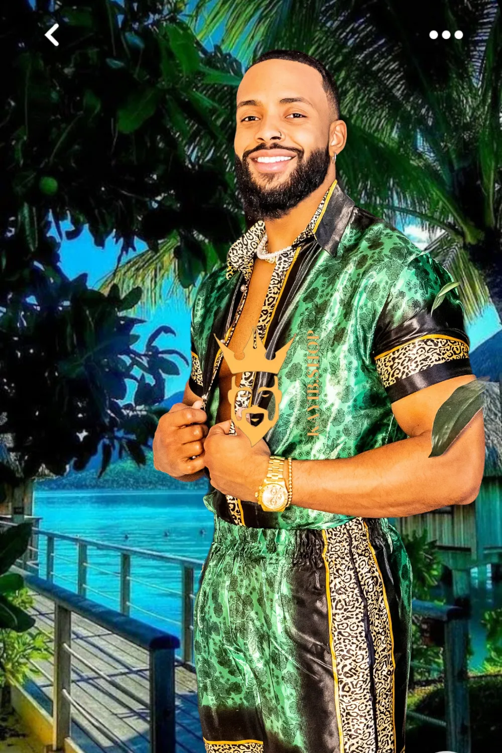 Barocco Print Men's Beachwear Set - Stand Out in Style this Summer - 100% Pure Silk