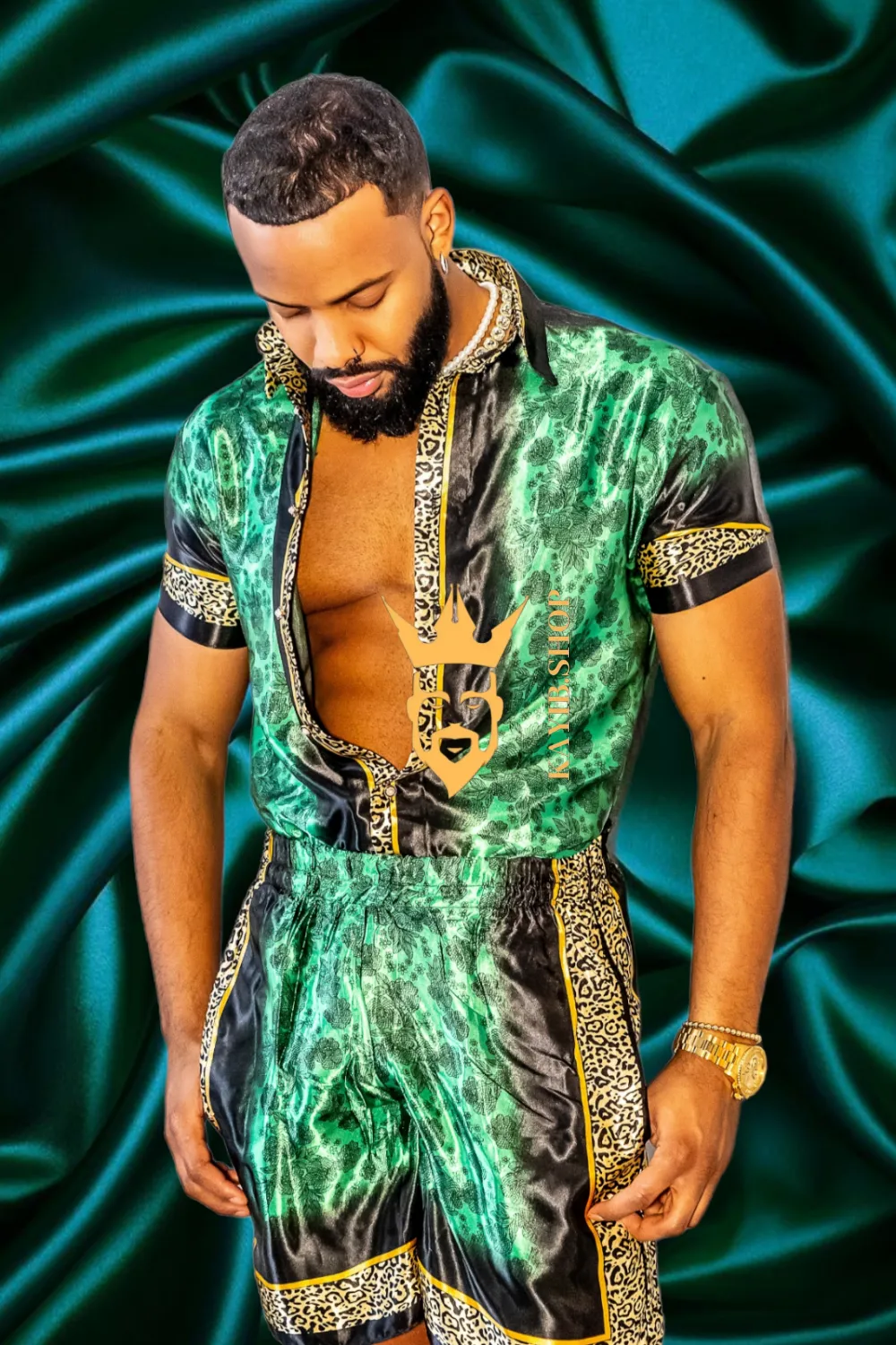 Barocco Print Men's Beachwear Set - Stand Out in Style this Summer - 100% Pure Silk