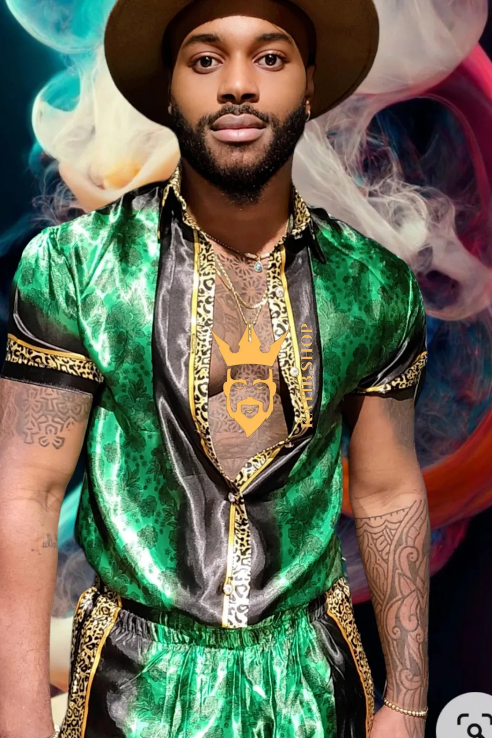 Barocco Print Men's Beachwear Set - Stand Out in Style this Summer - 100% Pure Silk