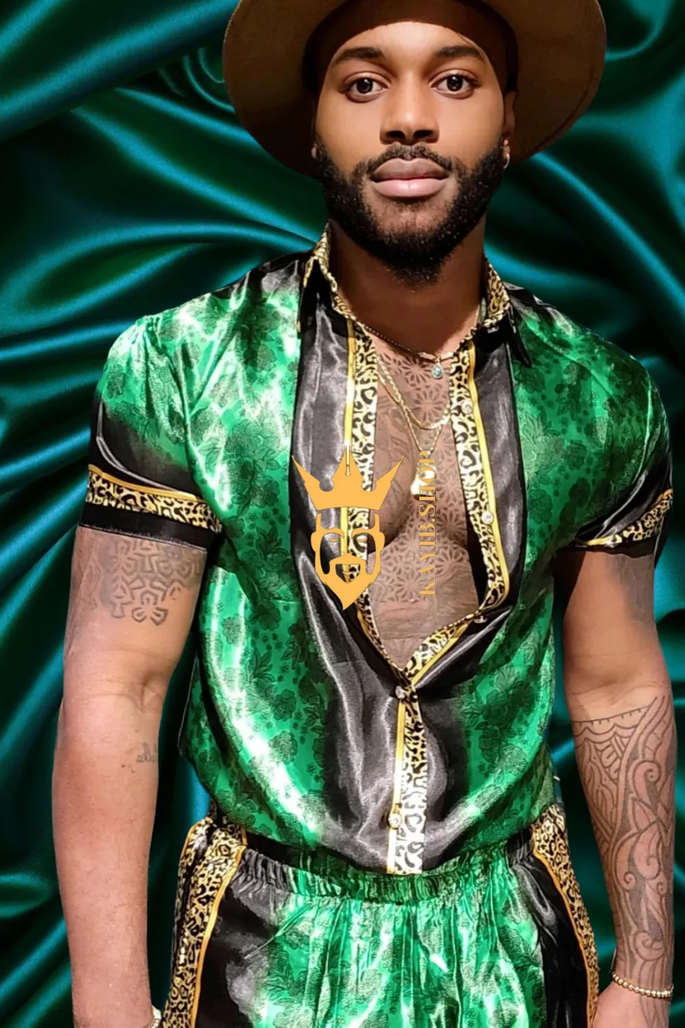 Barocco Print Men's Beachwear Set - Stand Out in Style this Summer - 100% Pure Silk