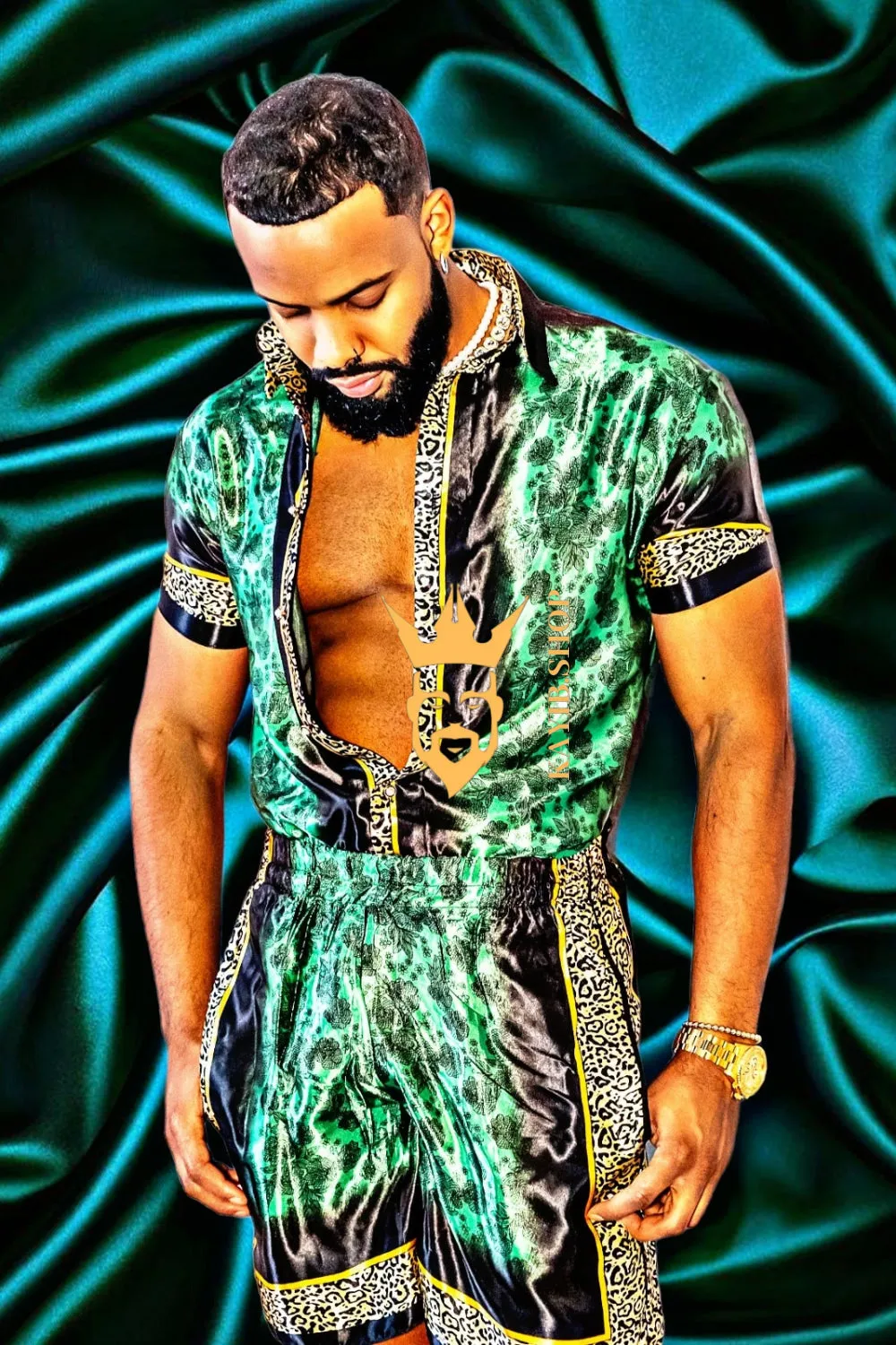Barocco Print Men's Beachwear Set - Stand Out in Style this Summer - 100% Pure Silk