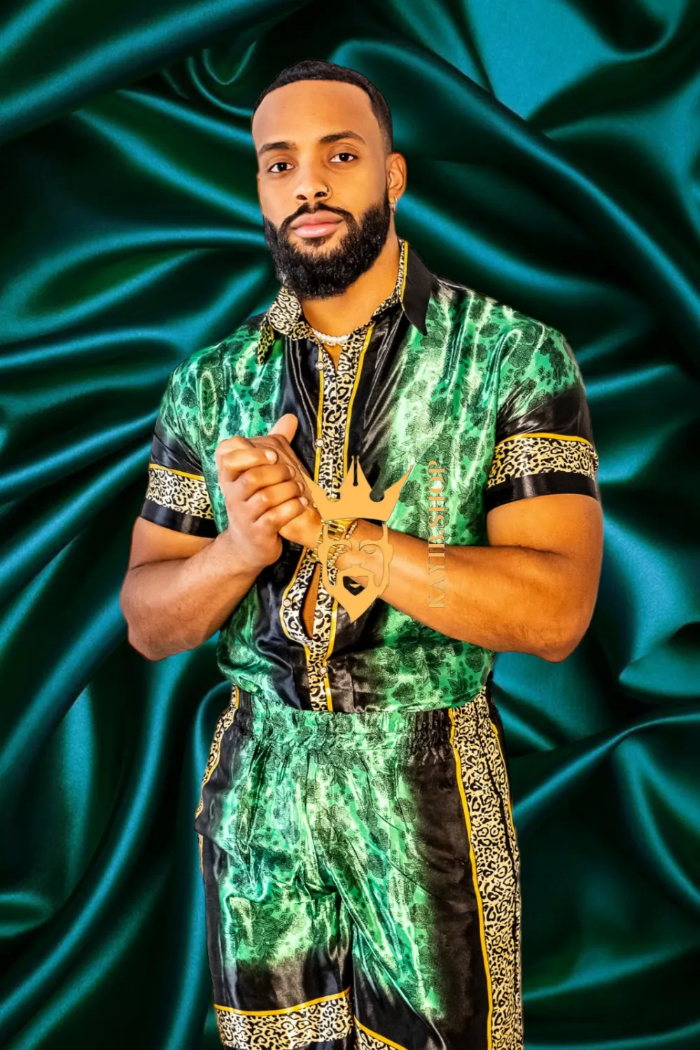 Barocco Print Men's Beachwear Set - Stand Out in Style this Summer - 100% Pure Silk