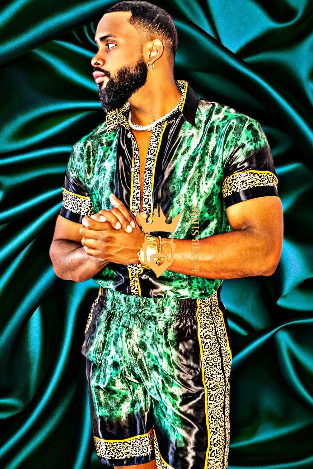Barocco Print Men's Beachwear Set - Stand Out in Style this Summer - 100% Pure Silk