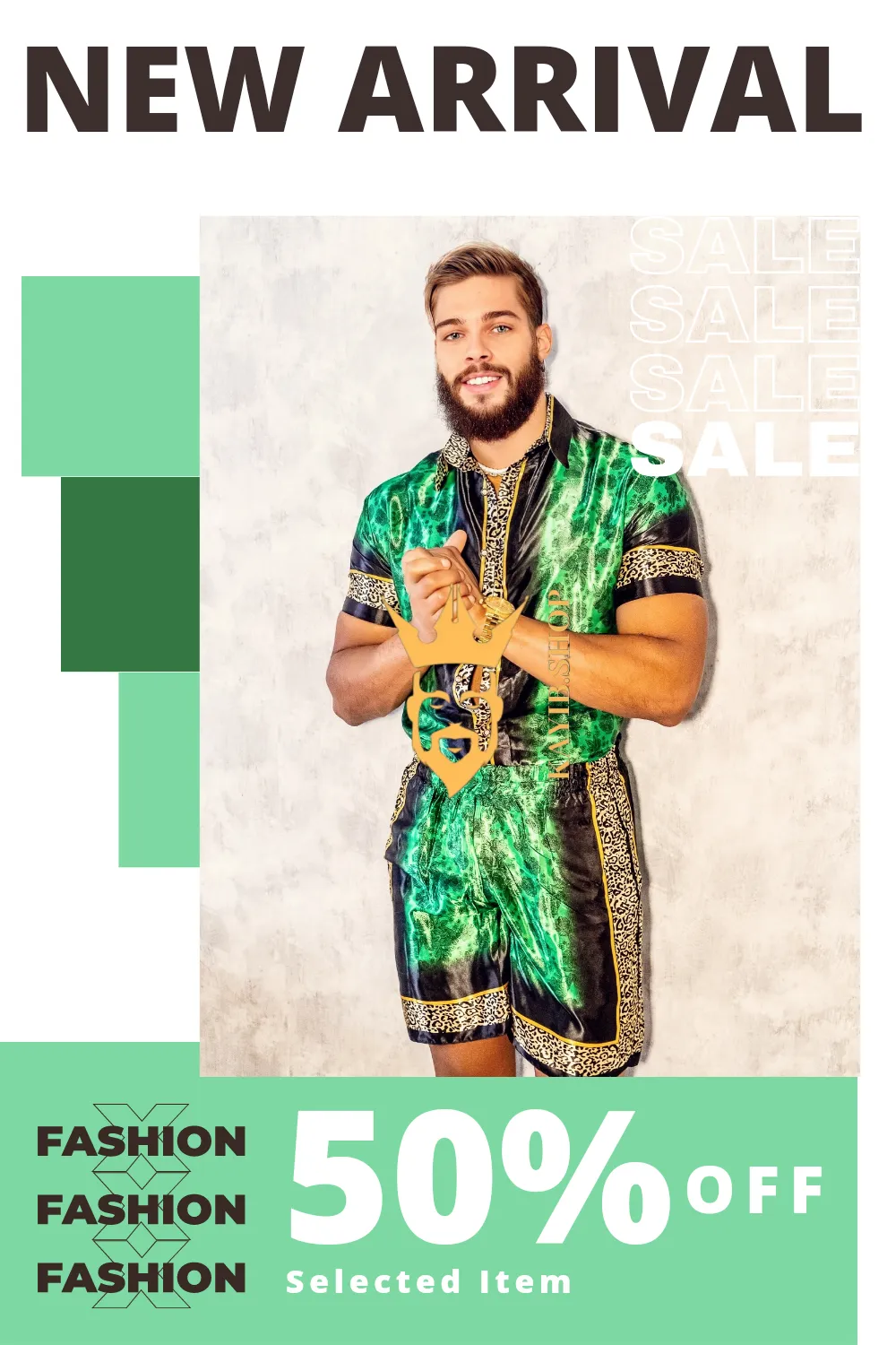 Barocco Print Men's Beachwear Set - Stand Out in Style this Summer - 100% Pure Silk