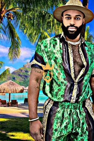 Barocco Print Men's Beachwear Set - Stand Out in Style this Summer - 100% Pure Silk