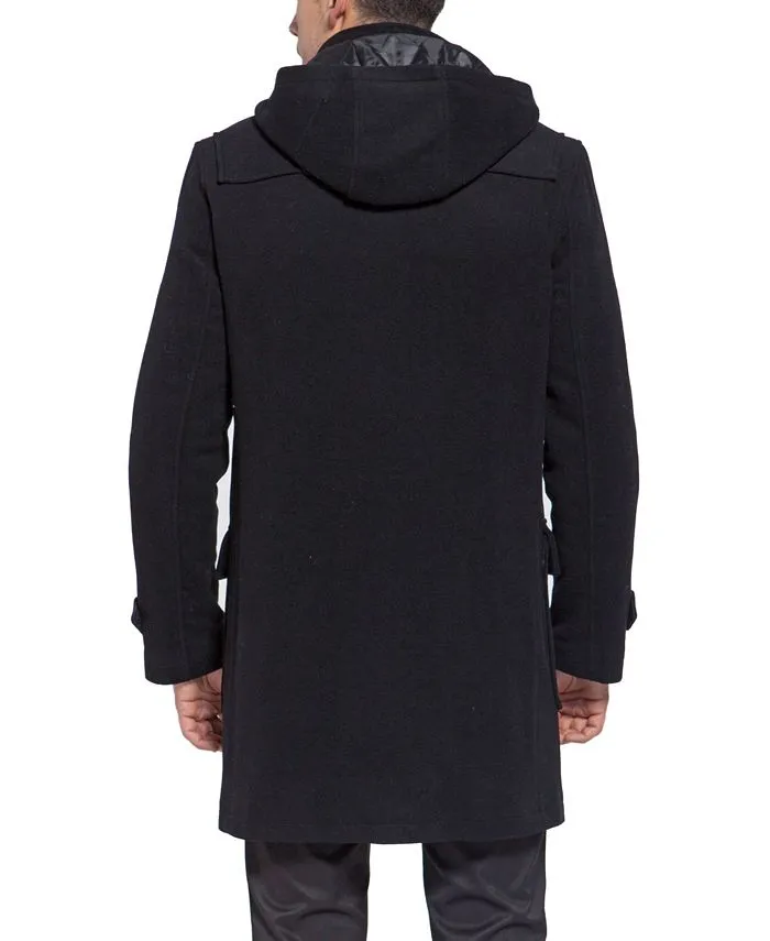 Benjamin BGSD Men's Classic Wool Blend Duffle Coat, Black