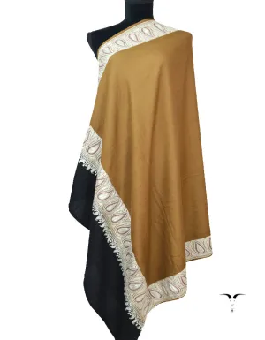 Black & Brown Pashmina Shawl With Tilla Work 5836