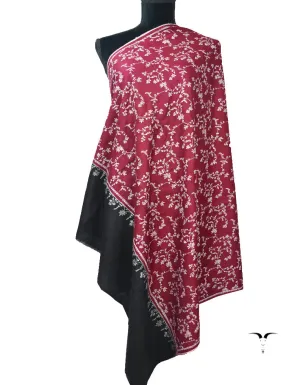Black & Maroon Pashmina Shawl With Sozni Work 5817