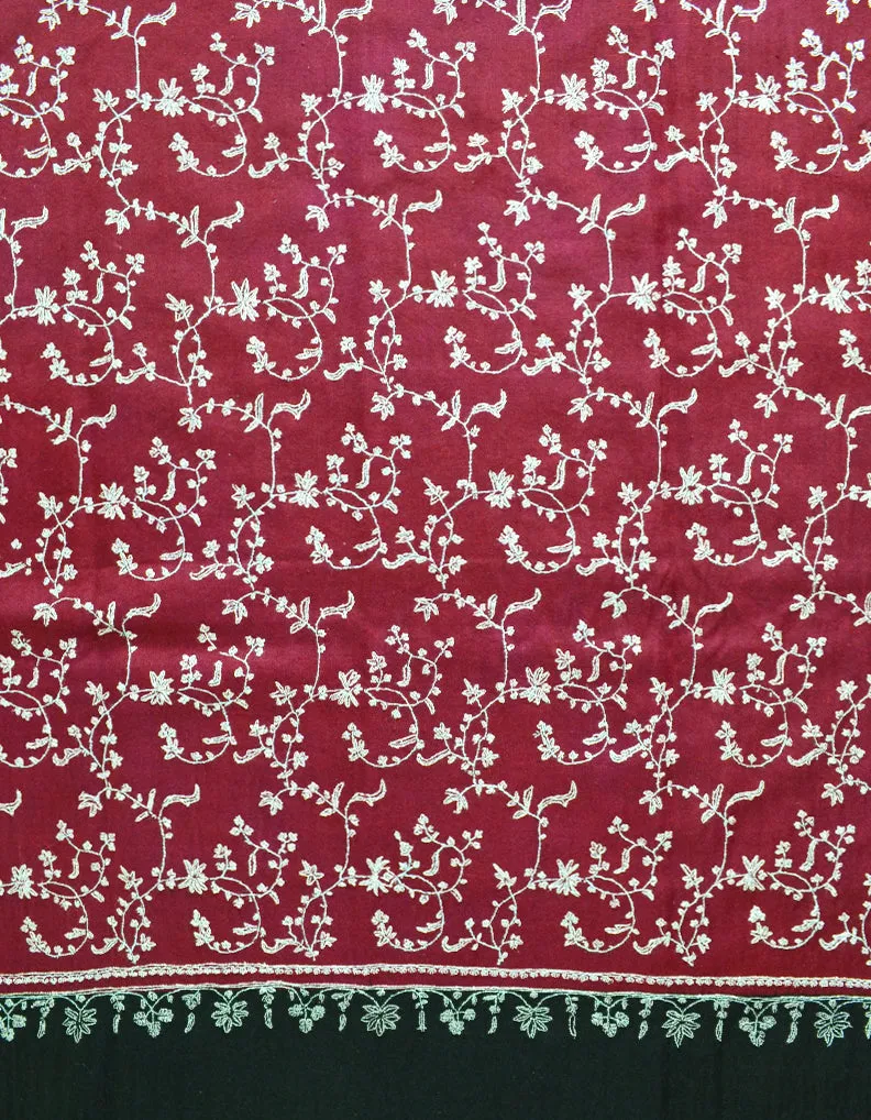 Black & Maroon Pashmina Shawl With Sozni Work 5817