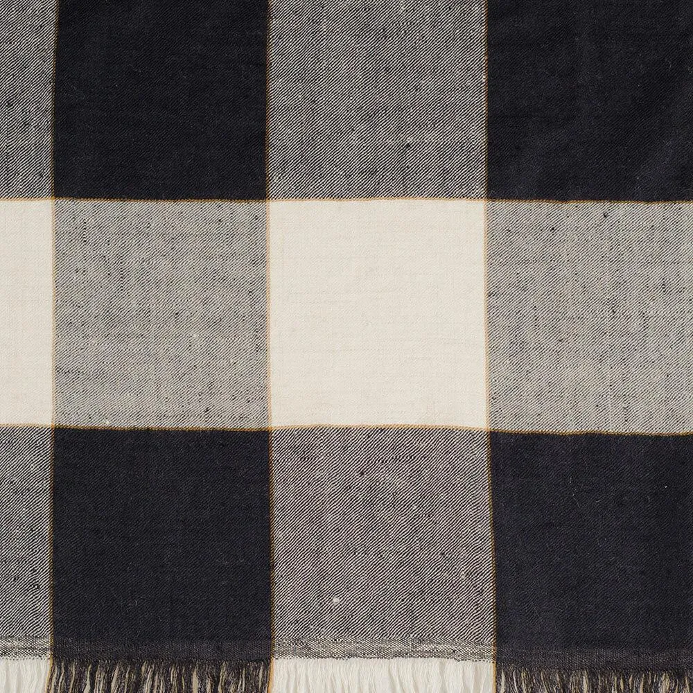 Black and Ivory Check Cashmere Ring Shawl