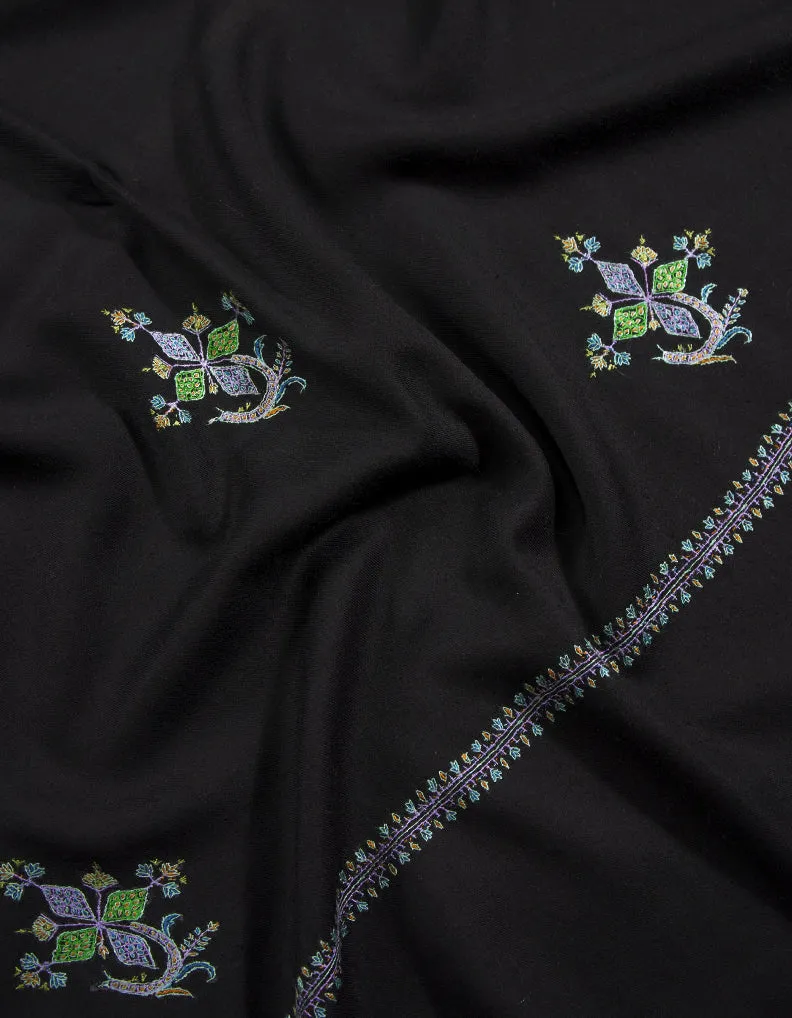 black booti embroidery pashmina shawl 8822