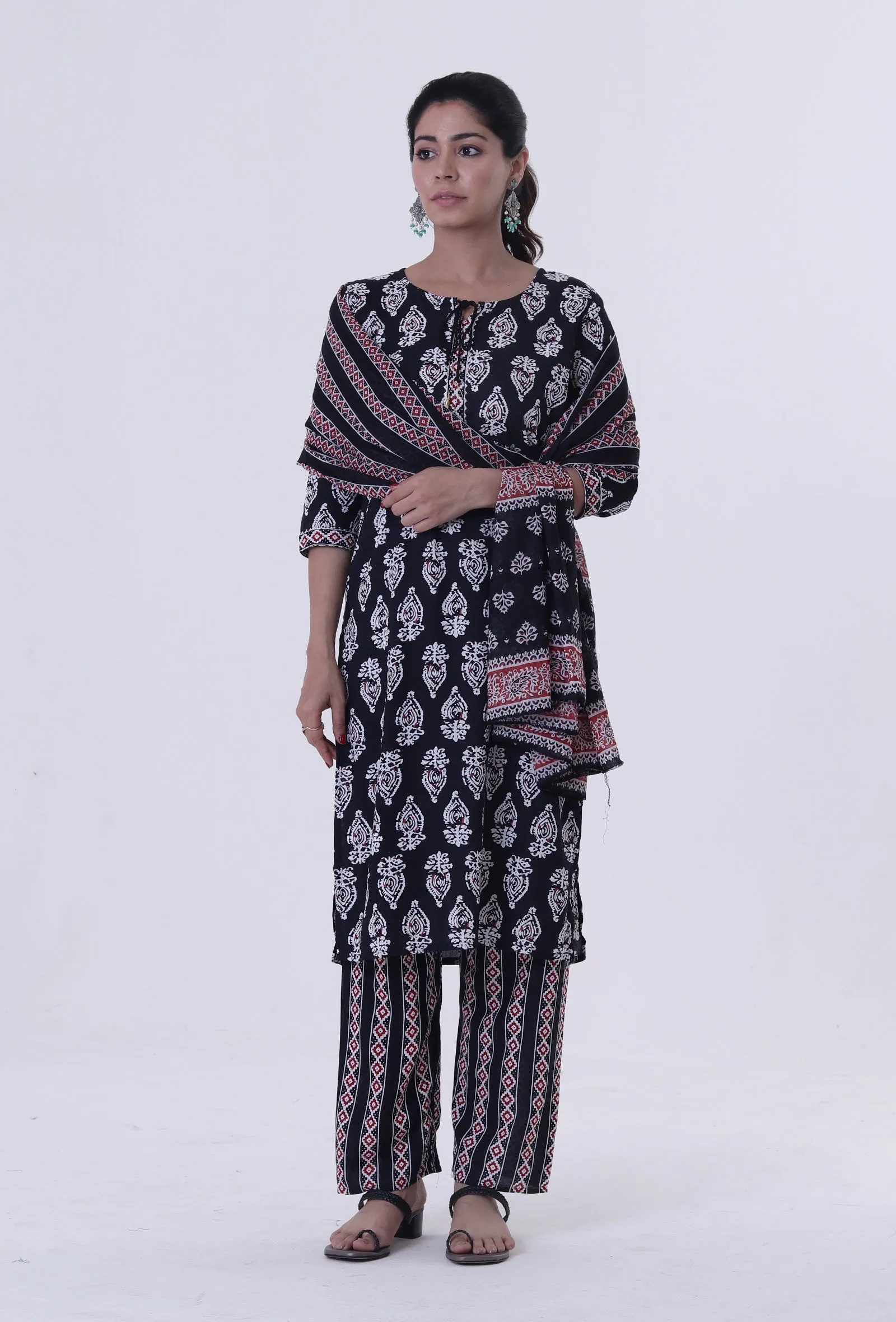 Black Cotton Rayon Dupatta