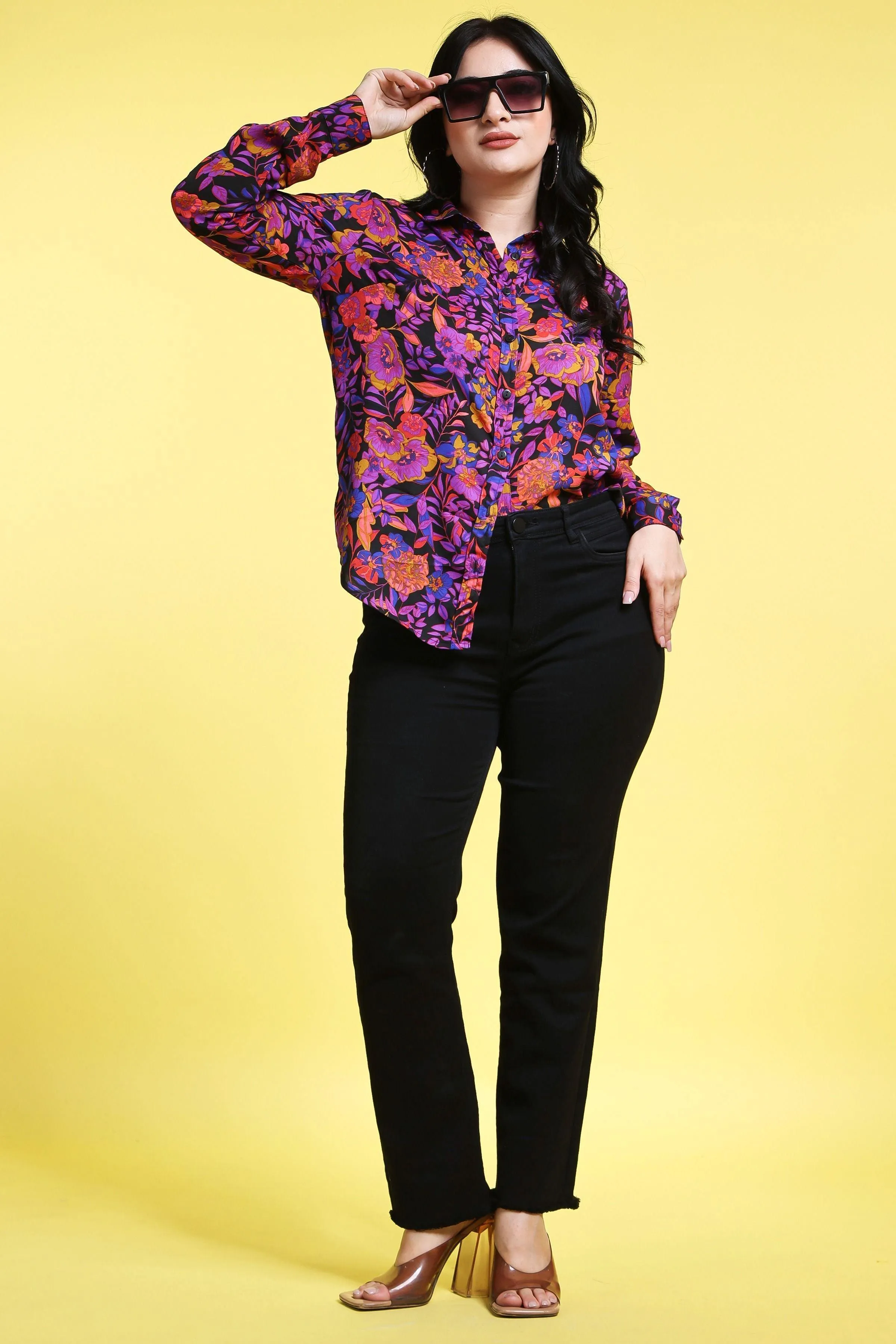 Black Floral Printed Shirt