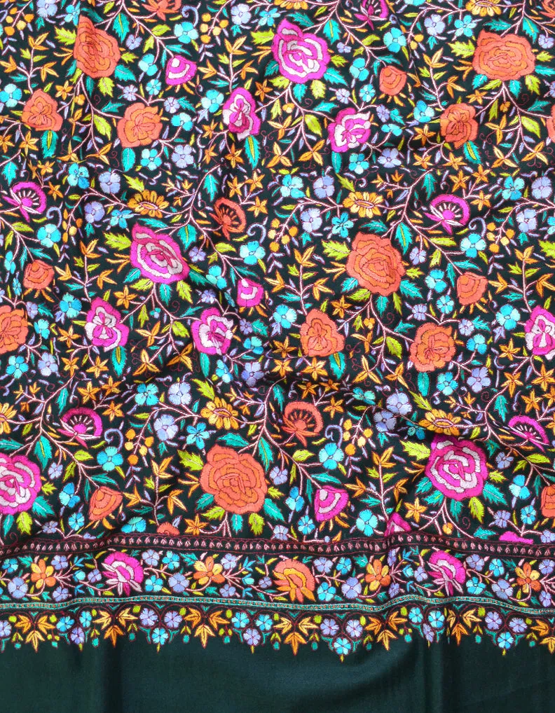 Black Pashmina Shawl In Embroidery 5964