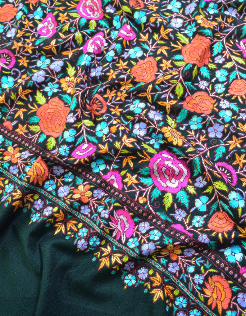 Black Pashmina Shawl In Embroidery 5964