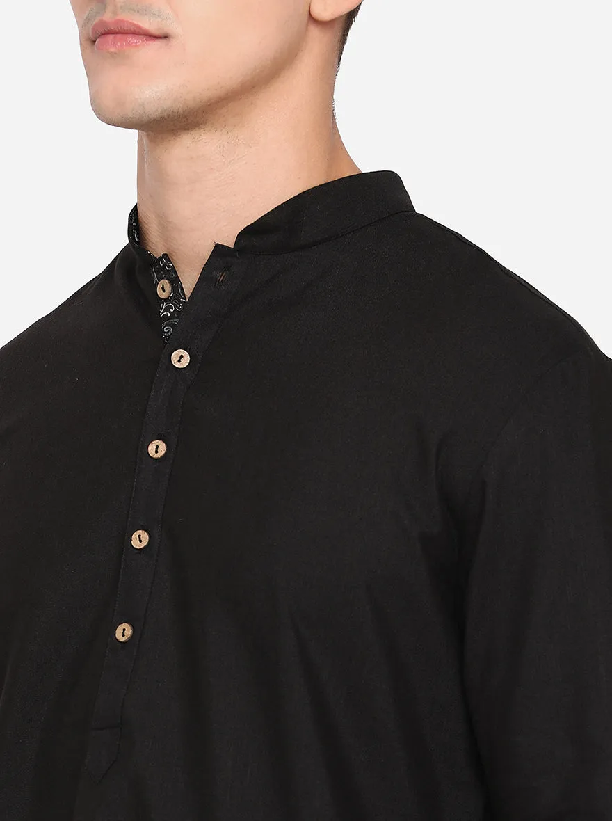 Black Solid Regular Fit Navratri Kurta | Greenfibre
