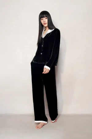 Black Velvet Wide Leg Trousers