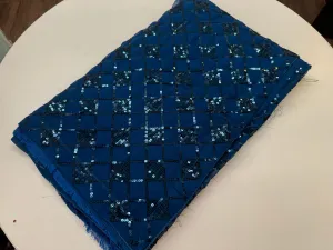 Blue Chiffon Saree with Geometric Sequin Embellishments