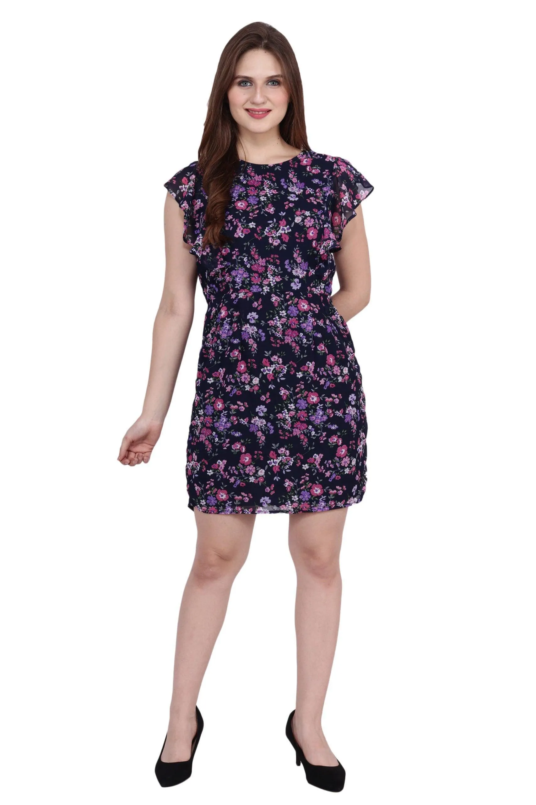 Blue Floral Printed Dress