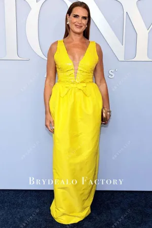 Brooke Shields 2024 Tony Awards Yellow Plunging Dress