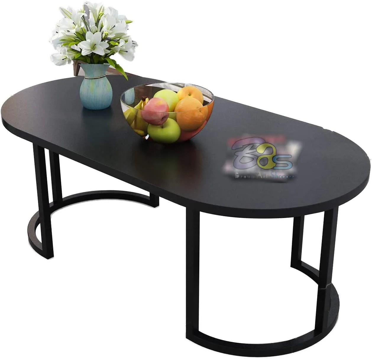 BROWN ART SHOPPEE Coffee Table,Center Table Living Room Sofa Side Table Design Coffee Table Round Coffee Table,Modern Coffee Table Living Room Side Table for Living Room (Single Black)