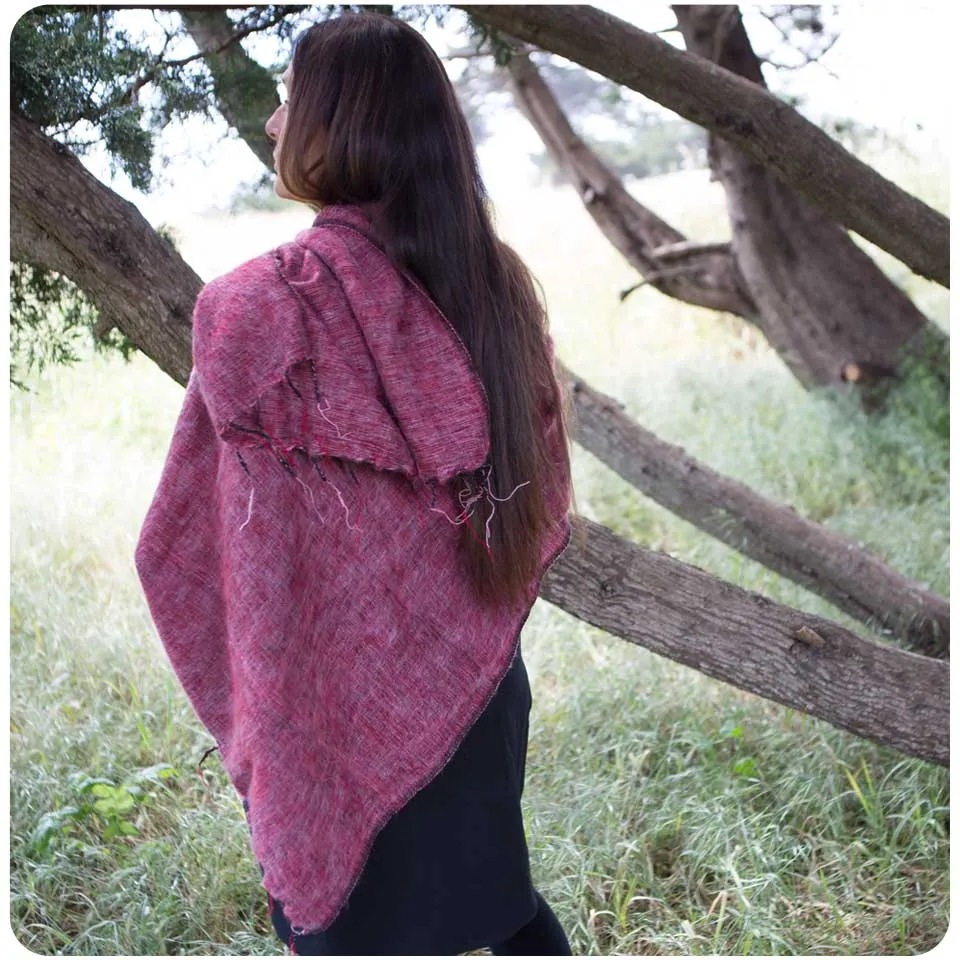 Brushed Woven Shawl in Pomegranate