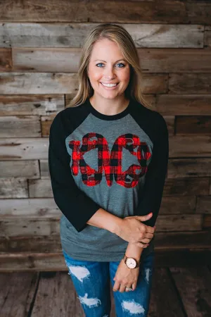 Buffalo Plaid Monogrammed Tee