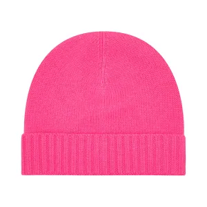Cashmere Turn Back Hat in Neon Pink