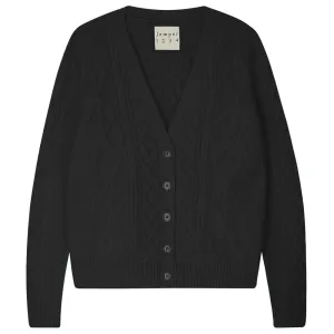 Cashmere Wool Aran Cardigan in Black