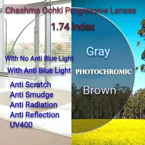 Chashma Ochki 1.74 Index Photochromic Lenses Anti Blue Light Option