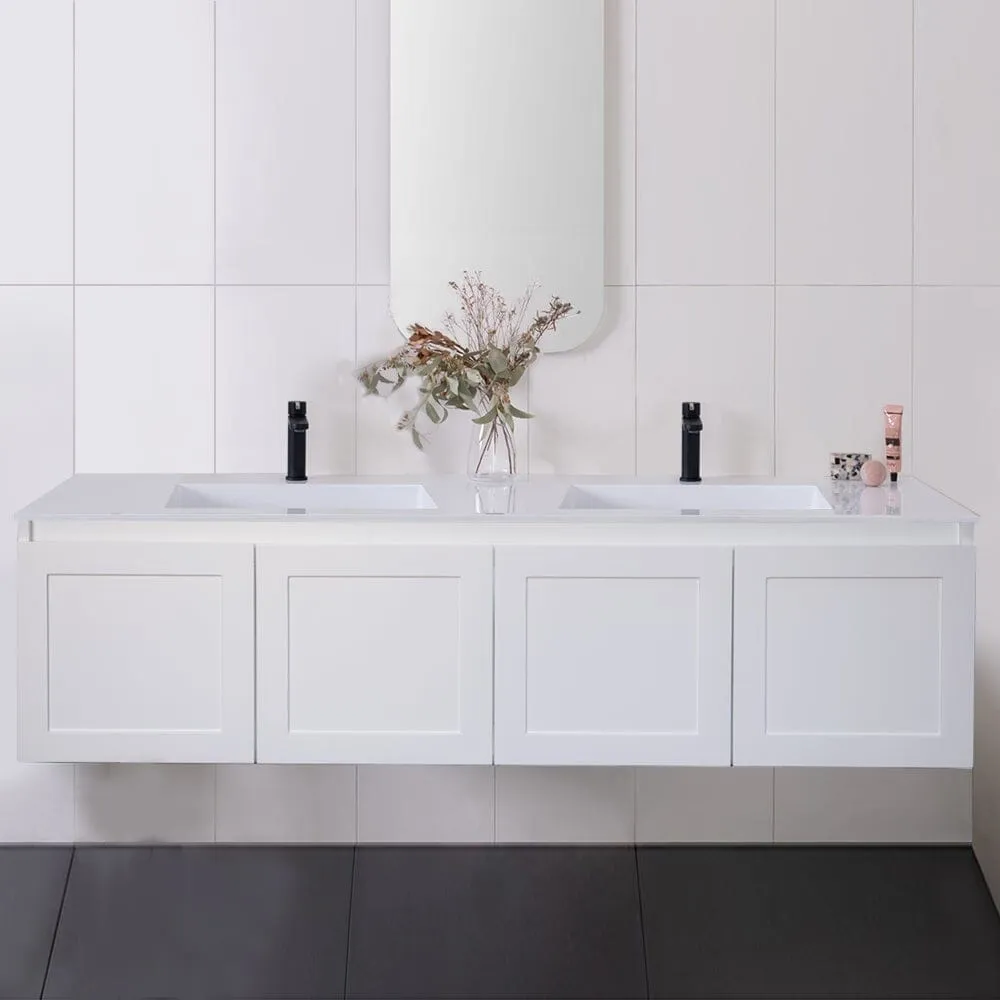 CLOVER 1500mm Wall Hung Bathroom Vanity   Ceramic Top