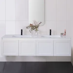 CLOVER 1500mm Wall Hung Bathroom Vanity   Ceramic Top