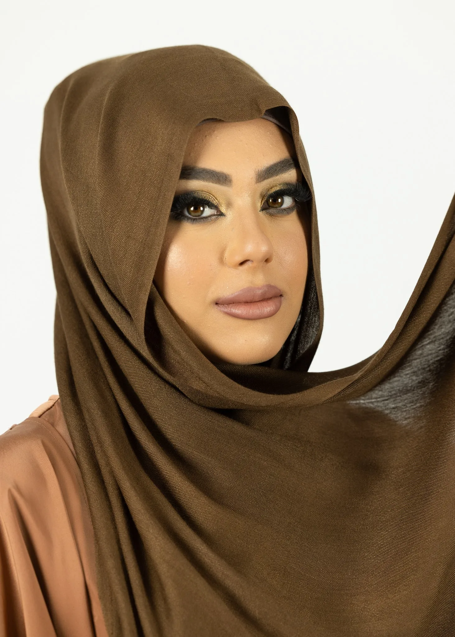 Cotton Tassleless Shawl - Shades of Dark Brown