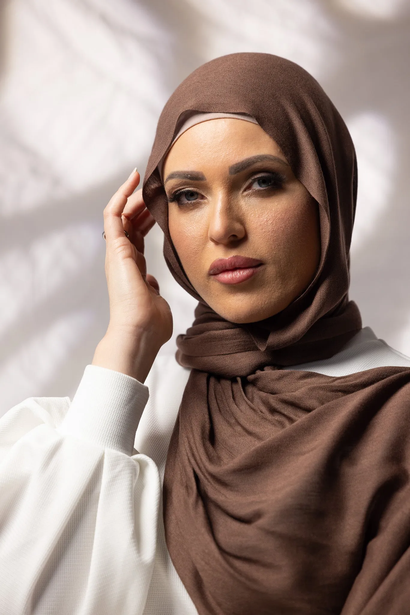 Cotton Tassleless Shawl - Shades of Dark Brown
