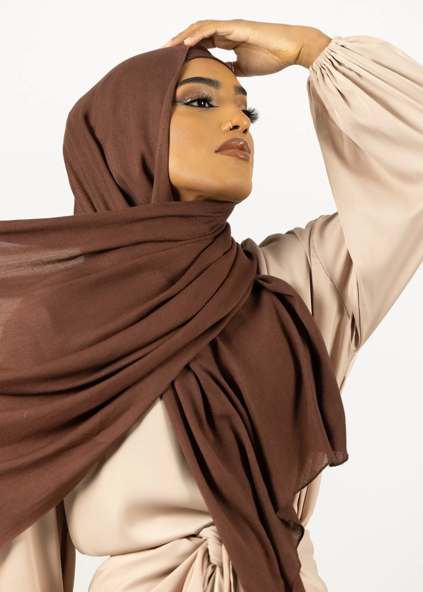 Cotton Tassleless Shawl - Shades of Dark Brown